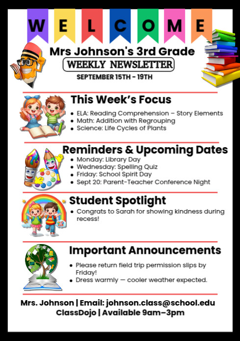 White Maximalist Weekly Newsletter A4 Template | PosterMyWall