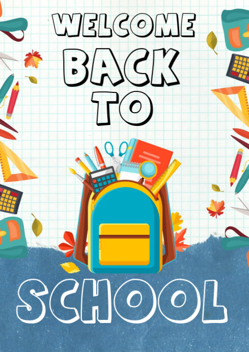 White Maximalist Welcome Back To School Back To School  A1 template