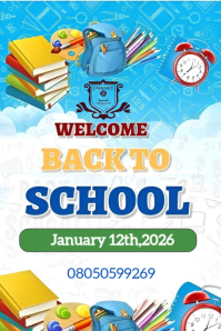 White Maximalist Welcome Back To School Flyer – School Resumption Announcement Design Pinterest Grap template