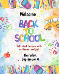 White Maximalist Welcome Back To School  Instagram Portrait template