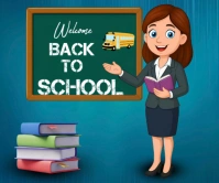 White Maximalist Welcome Back To School Large Rectangle Duży prostokąt template