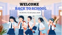 White Maximalist Welcome Back To School  Youtube Thumbnail template