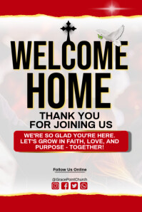 White Maximalist Welcome Home Church Poster Cartaz template