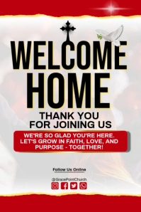 White Maximalist Welcome Home Church Poster template