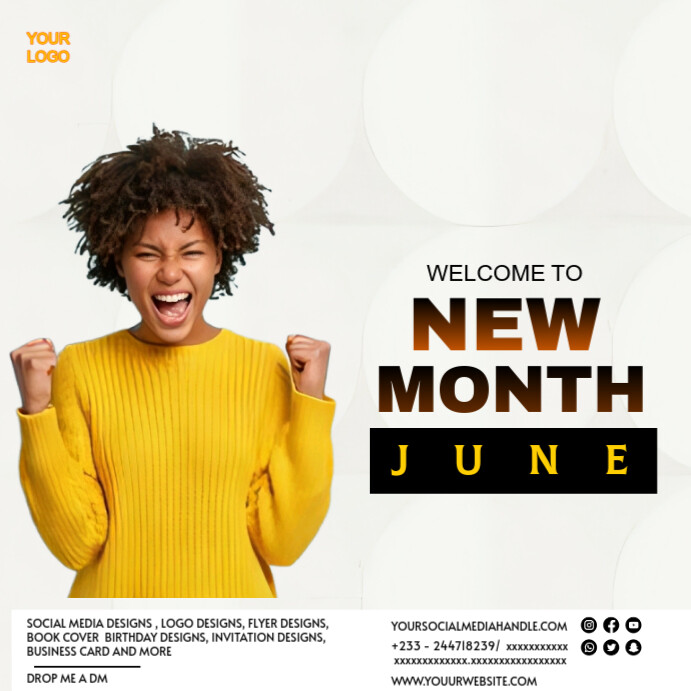 White Maximalist Welcome New Month June Instagram Post Template ...