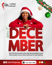 White Maximalist Welcome To December Instagram Portrait template