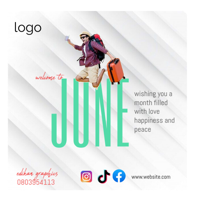 White Maximalist Welcome To June Instagram Post Template | PosterMyWall