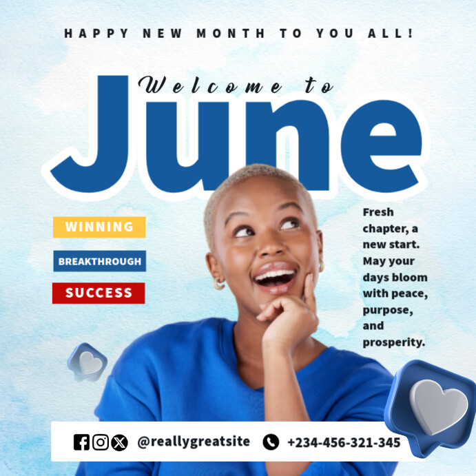 White Maximalist Welcome To June Instagram Post Template | PosterMyWall