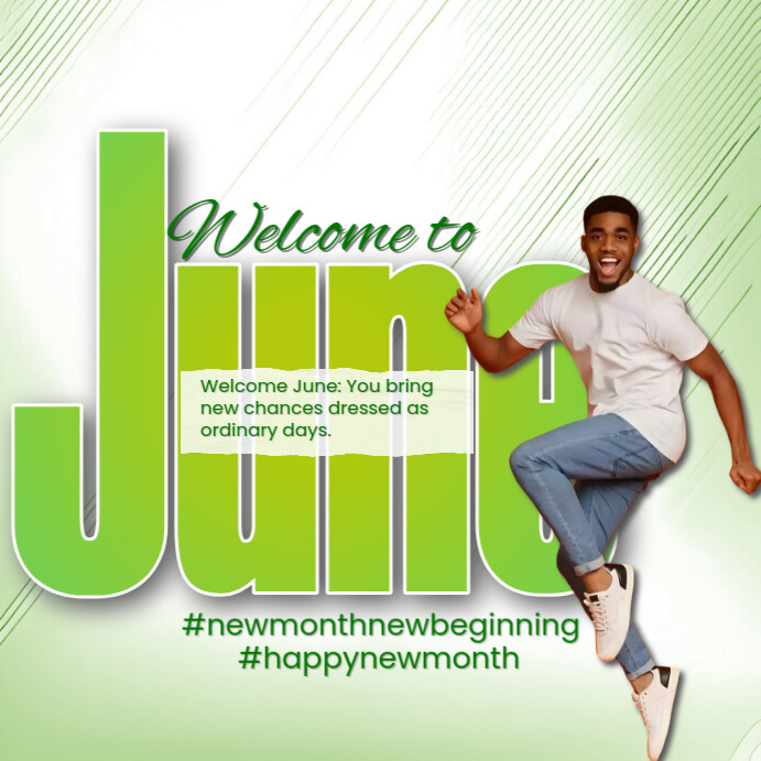 White Maximalist Welcome To June Instagram Post Template | PosterMyWall