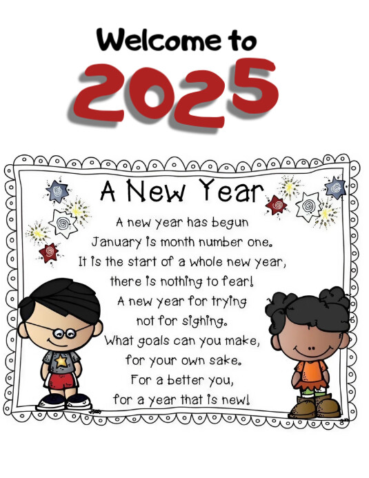 White Maximalist Welcome To New Year Design Template Flyer (us Letter ...