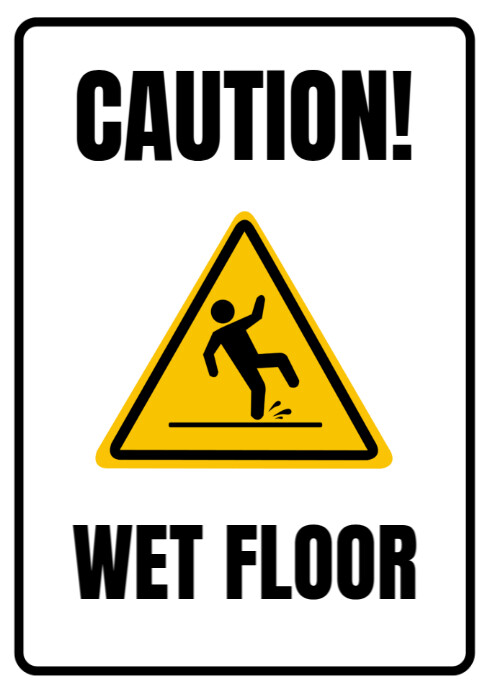 White Maximalist Wet Floor  A4 template