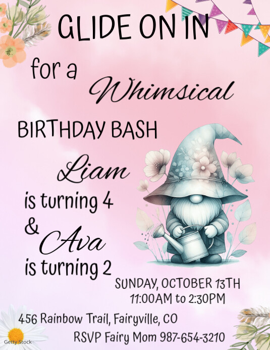 White Maximalist Whimsical Birthday Bash Flyer (us Letter) template
