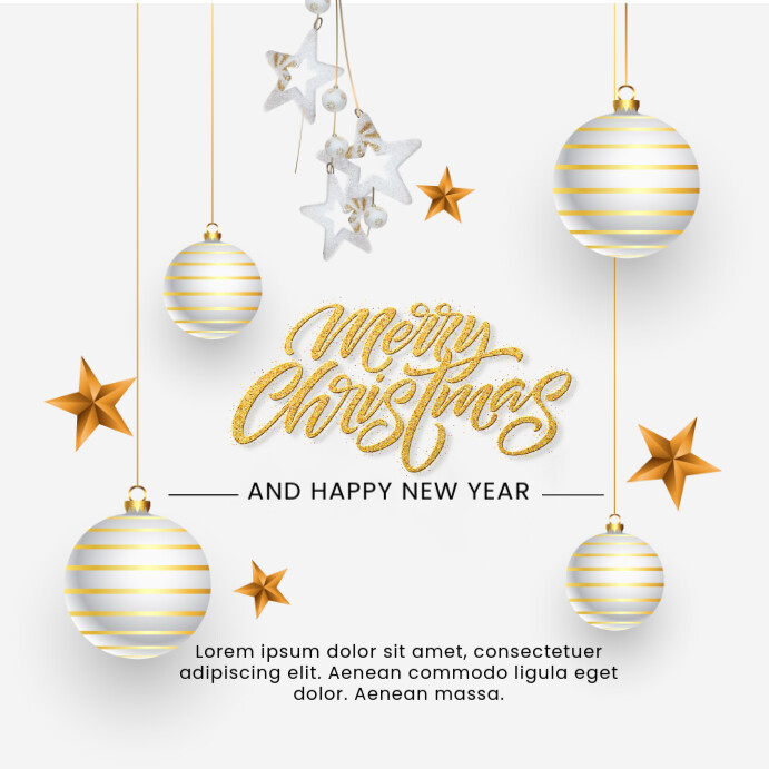 Plantilla de White Maximalist White And Gold Merry Christmas Instagram ...