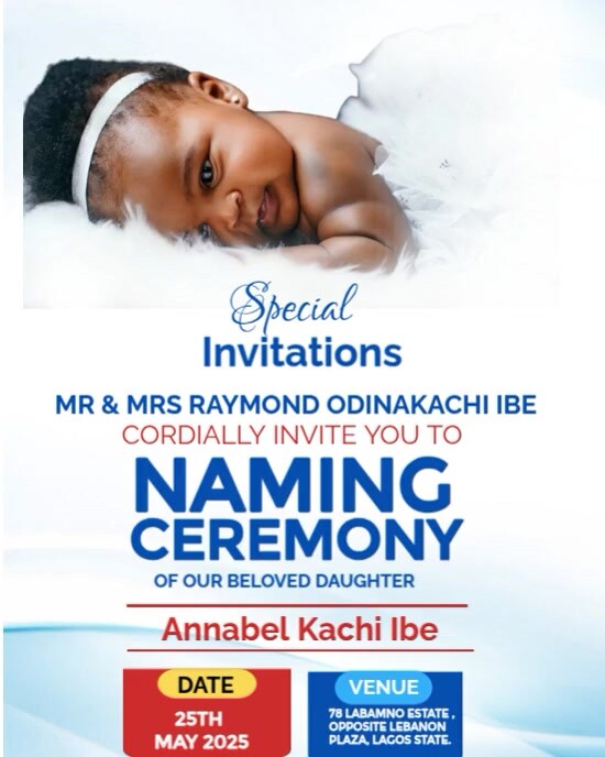 White Maximalist White Background Naming Ceremony Flyers  Instagram Portrait template