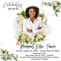 White Maximalist White Flower Memorial Funeral Announcement Flyer, Funeral  Instagram Post template