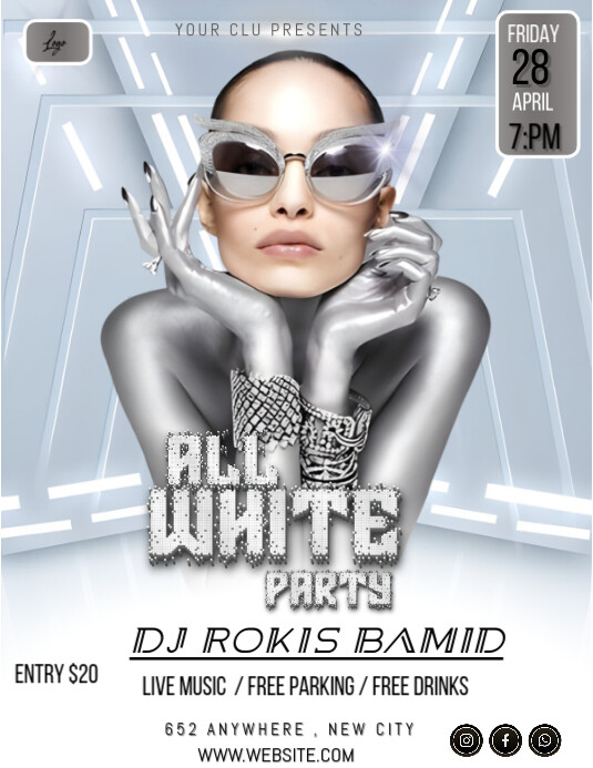 Copy of White Maximalist White Night Party Flyer (us Letter) | PosterMyWall