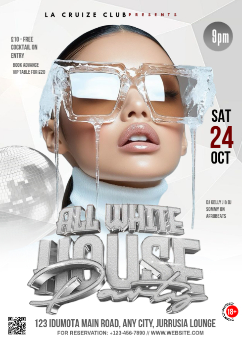 White Maximalist White Party A4 Template | PosterMyWall