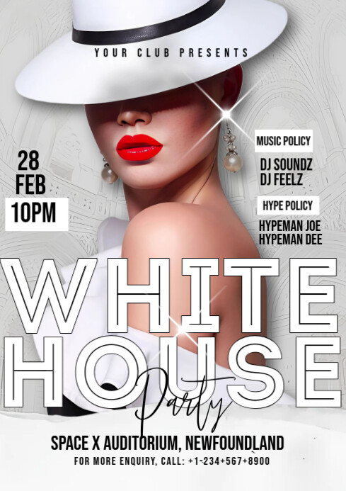 White Maximalist White Party A4 Template | PosterMyWall