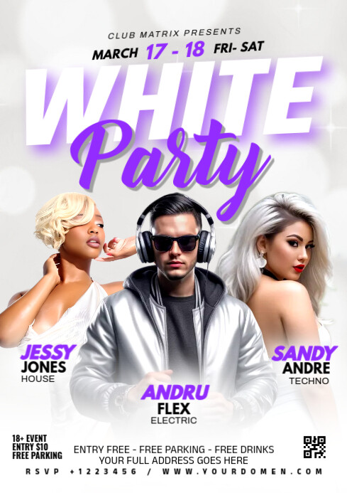 Copy of White Maximalist White Party A4 | PosterMyWall