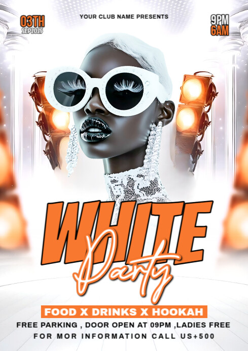 Copy of White Maximalist White Party Flyer A4 | PosterMyWall