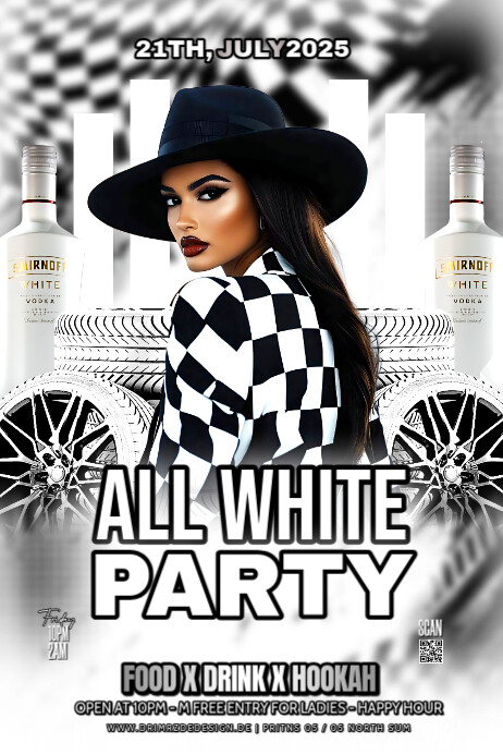 Copy of White Maximalist White Party Flyer Banner 4' × 6' | PosterMyWall