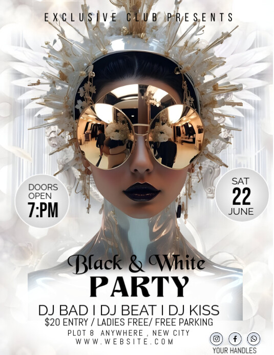 White Maximalist White Party Flyer Flyer (us Letter) Template ...