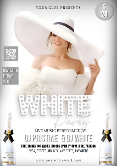 Copy of White Maximalist White Party Night A4 | PosterMyWall