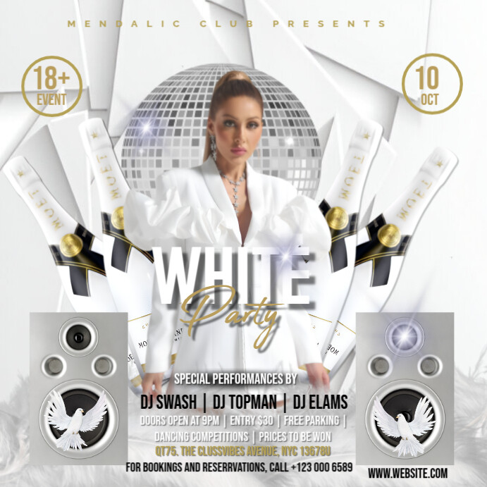 Copy of White Maximalist White Party Square (1:1) | PosterMyWall