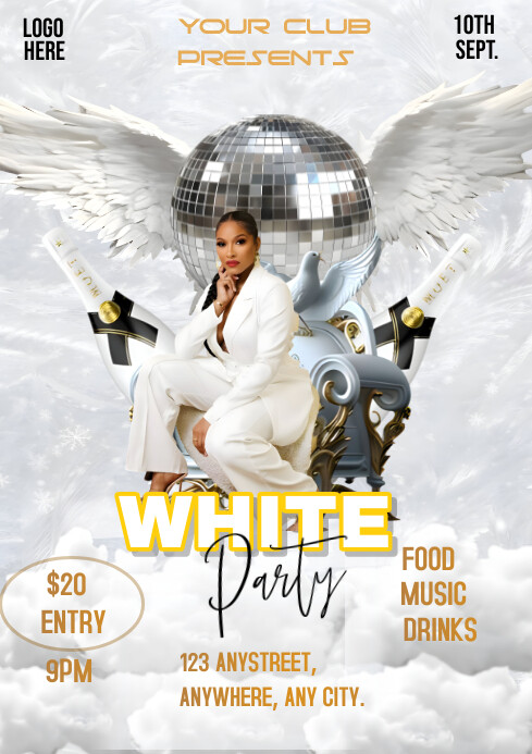 Copy of White Maximalist White Party Template A4 | PosterMyWall