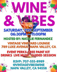 White Maximalist Wine  Paint Party Flyer Instagram Portrait template