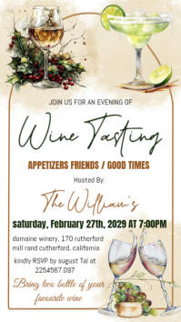 White Maximalist Wine Tasting Party Invitation Template Instagram Story