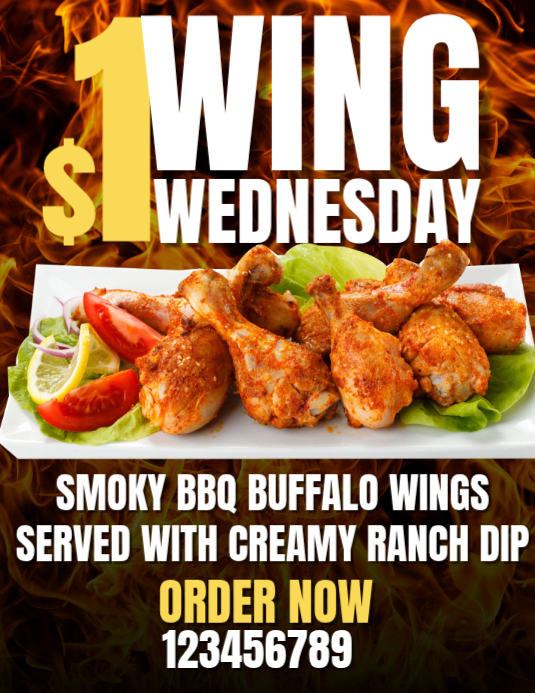 Wingstack Promotion Display White Maximalist Wing Wednesday Promotion Flyer Template | PosterMyWall