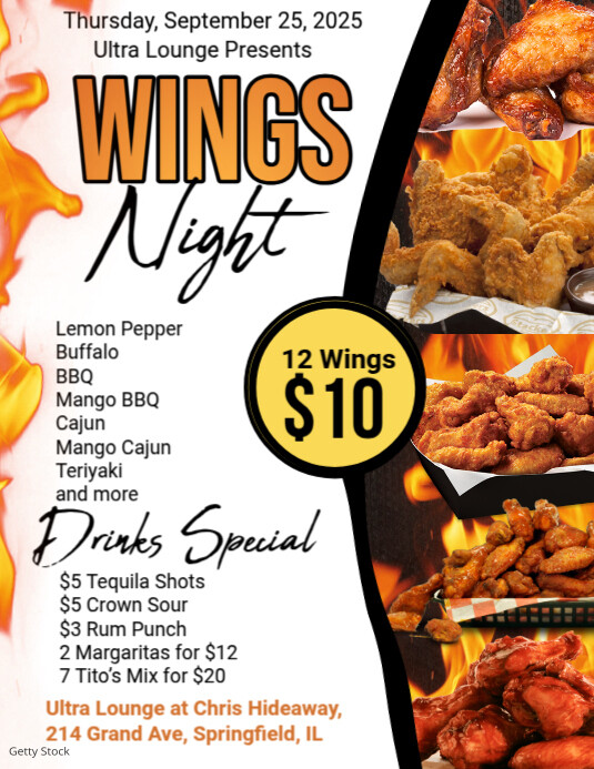 White maximalist wings night flyer (us letter) Template | PosterMyWall