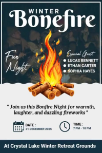 White Maximalist Winter Bonefire Night Video Template Poster