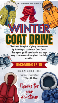 White Maximalist Winter Coat Drive Invitation Ad Instagram Story template