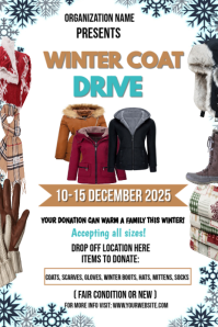 White Maximalist Winter Coat Drive Pinterest Graphic template