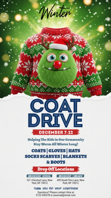 White Maximalist Winter Coat Drivection Instagram Story template