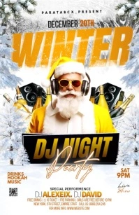 White Maximalist Winter Dj Night Party Half Page Wide template