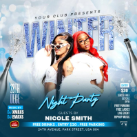 White Maximalist Winter Dj Night Party Instagram Post template