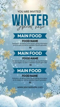 White Maximalist Winter Menu Instagram Reel template
