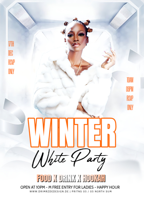 White Maximalist Winter Party A4 Template | PosterMyWall