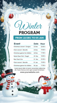 White Maximalist Winter Program Schedule Template Instagram Story