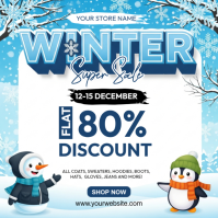 White Maximalist Winter Sale Instagram Post Wpis na Instagrama template