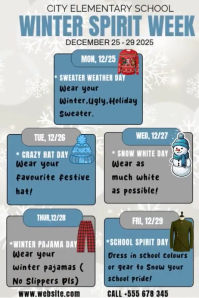 White Maximalist Winter Spirit Week  Pinterest Graphic Pinterest-grafik template