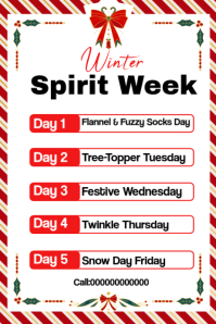White Maximalist Winter Spirit Week  Poster template