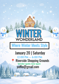 White Maximalist Winter Wonderland Event - Cozy Winter Vibes & Seasonal Magic  A4 template