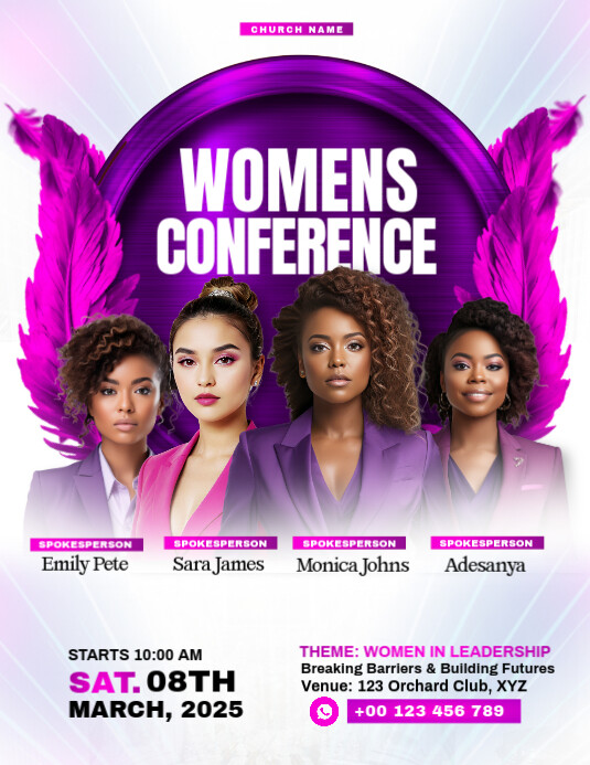 White Maximalist Women's Day Church Service Flyer (us Letter) template