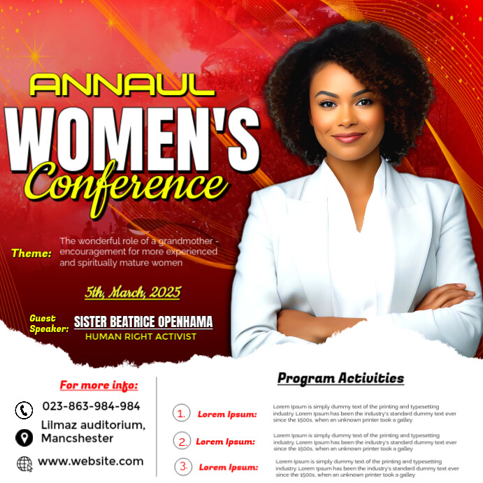 White Maximalist Womens Conference Flyer Instagram Post Template ...
