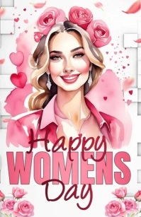 White Maximalist Womens Day Half Page Wide Szeroki pół strony template