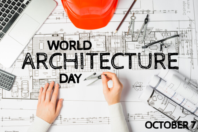 White Maximalist World Architecture Day  Poster template